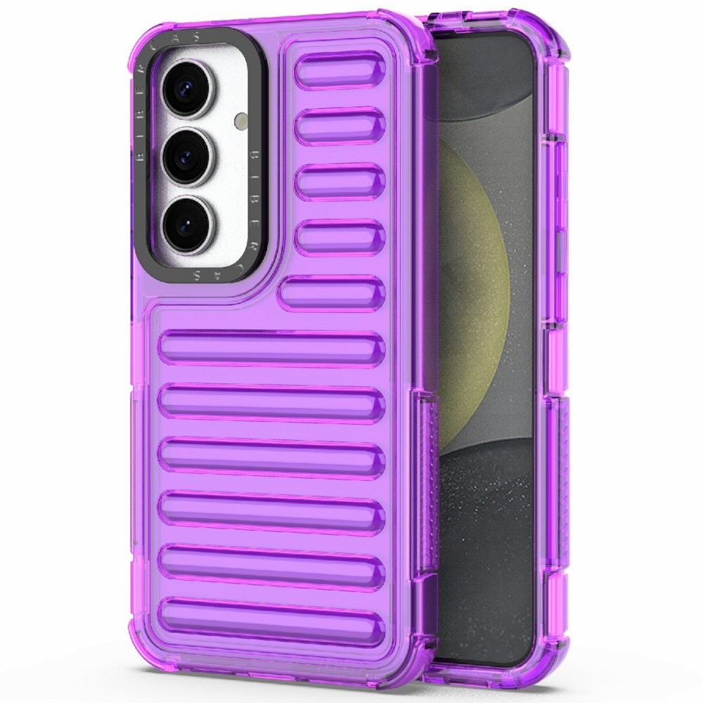 Csíkos tartós borító Samsung Galaxy S25 készülékhez - lila