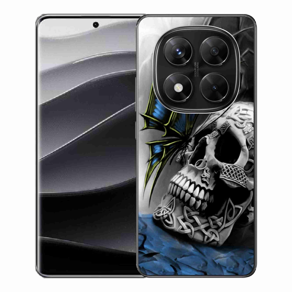 Gél borítás mmCase a Xiaomi Redmi Note 14 Pro 5G/Poco X7 5G számára - pillangó és koponya