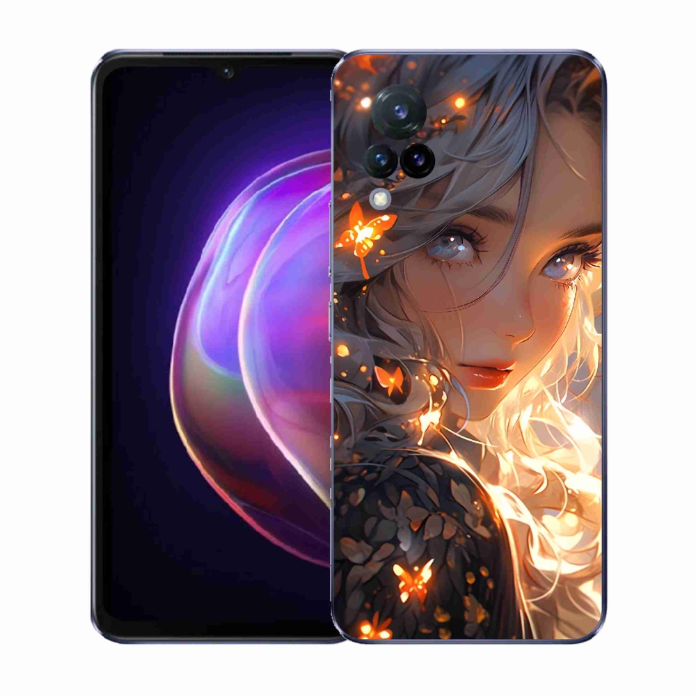 Gél borító mmCase a Vivo V21 4G/5G-n - lány és pillangók