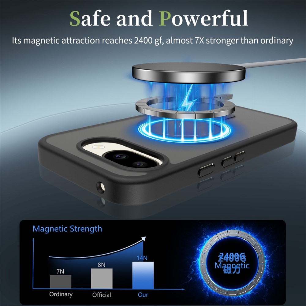 Bőr zselés tok fix hátlappal és MagSafe támogatással a Google Pixel 10a készülékre - fekete