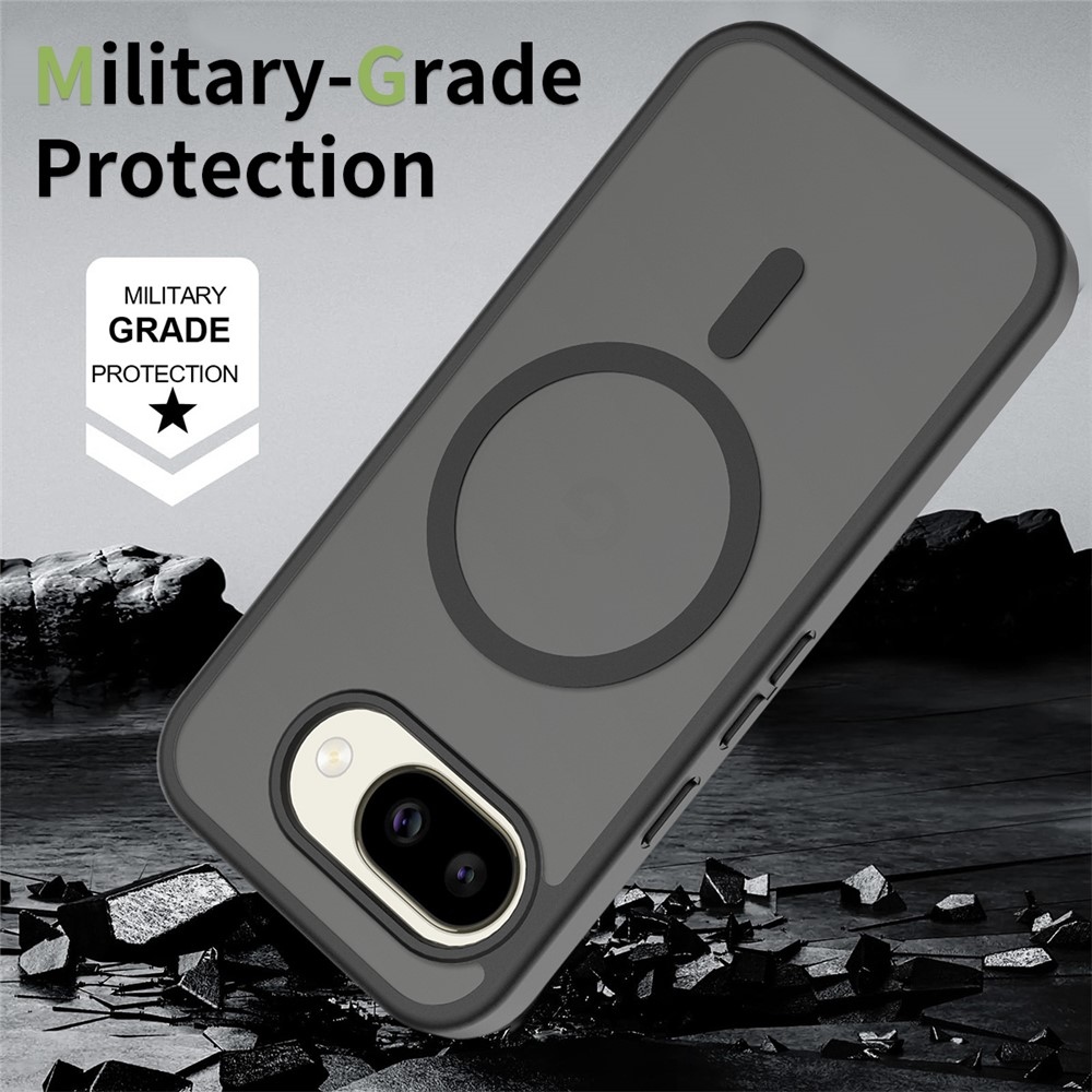 Bőr zselés tok fix hátlappal és MagSafe támogatással a Google Pixel 10a készülékre - fekete