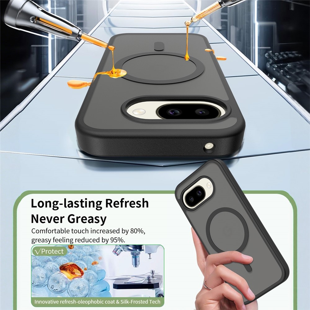 Bőr zselés tok fix hátlappal és MagSafe támogatással a Google Pixel 10a készülékre - fekete