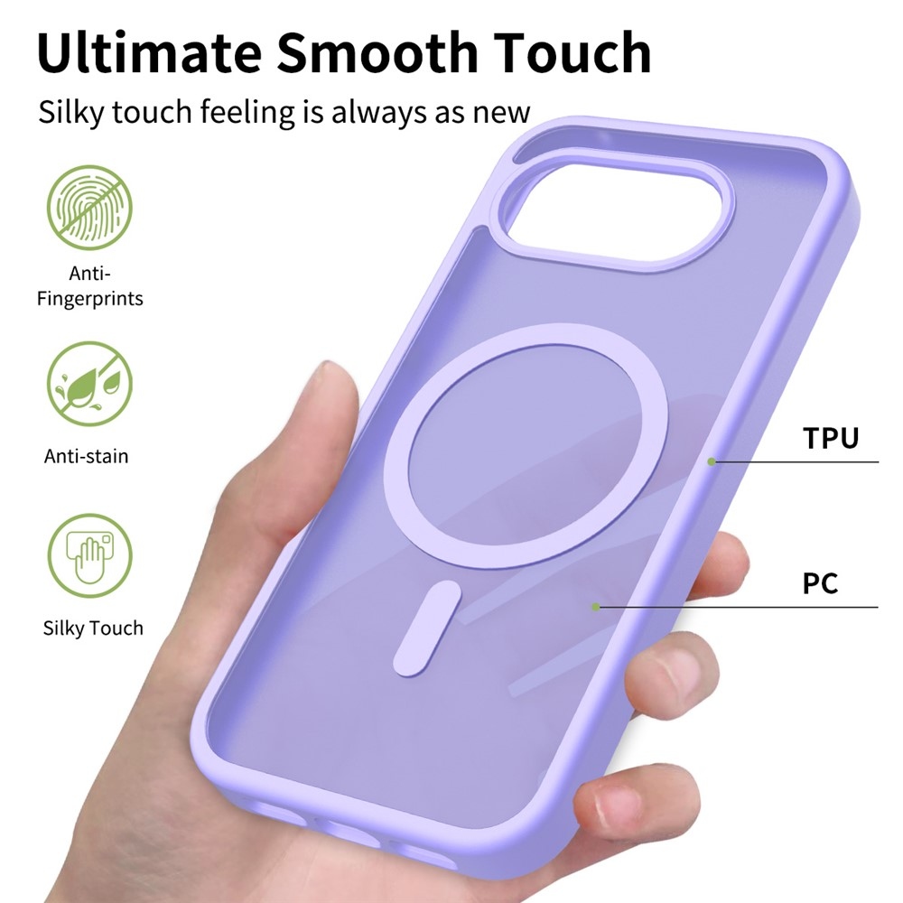 Bőr zselés tok fix hátlappal és MagSafe támogatással a Google Pixel 10a készülékre - lila