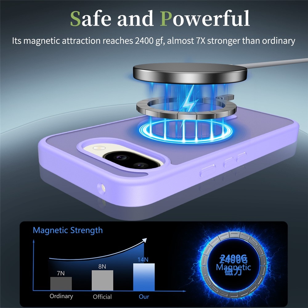 Bőr zselés tok fix hátlappal és MagSafe támogatással a Google Pixel 10a készülékre - lila