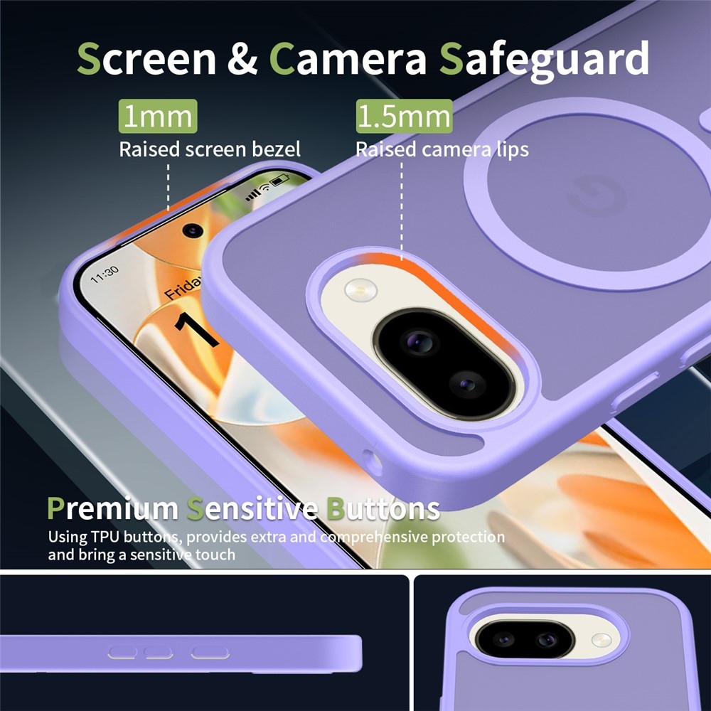 Bőr zselés tok fix hátlappal és MagSafe támogatással a Google Pixel 10a készülékre - lila