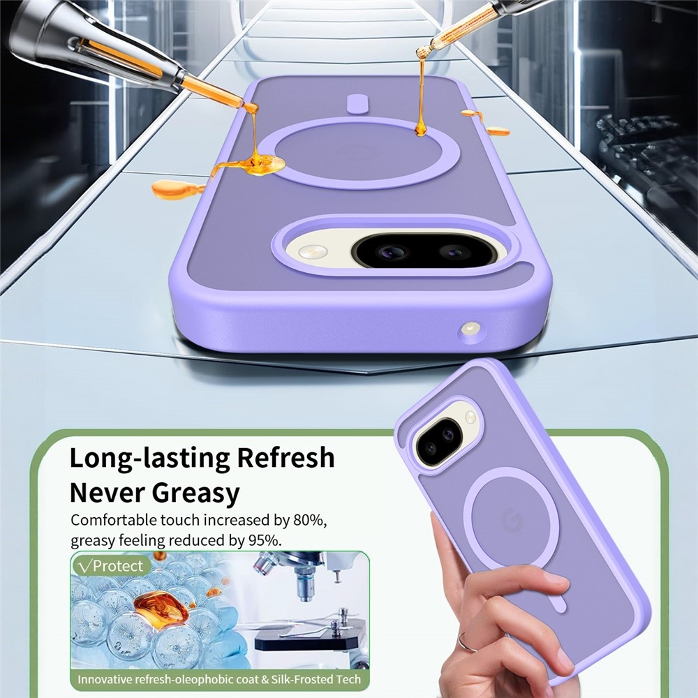 Bőr zselés tok fix hátlappal és MagSafe támogatással a Google Pixel 10a készülékre - lila