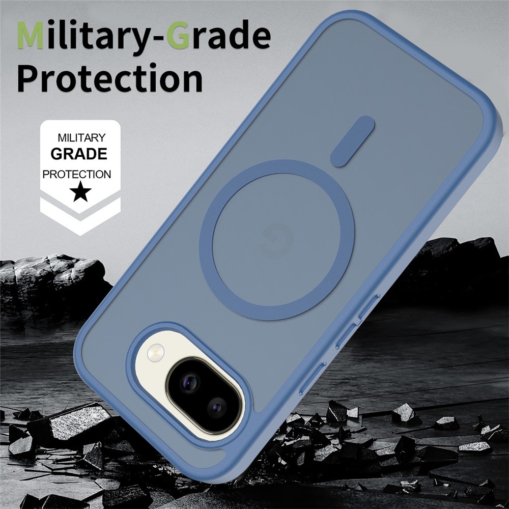 Bőr zselés tok fix hátlappal és MagSafe támogatással a Google Pixel 10a készülékre - kék