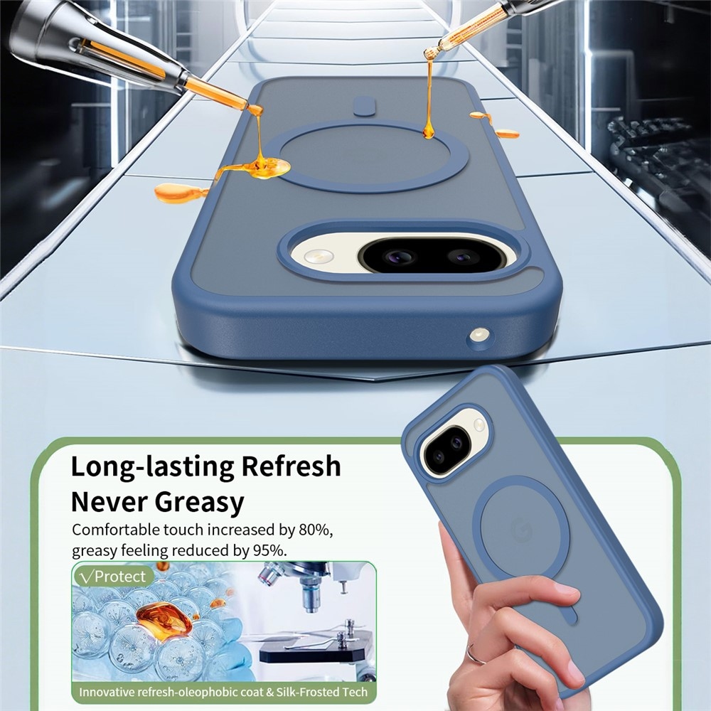 Bőr zselés tok fix hátlappal és MagSafe támogatással a Google Pixel 10a készülékre - kék