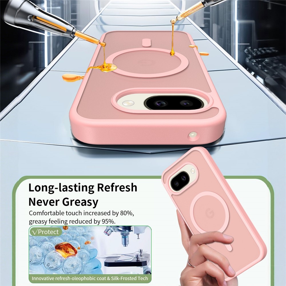 Bőr zselés tok fix hátlappal és MagSafe támogatással a Google Pixel 10a készülékre - rózsaszín