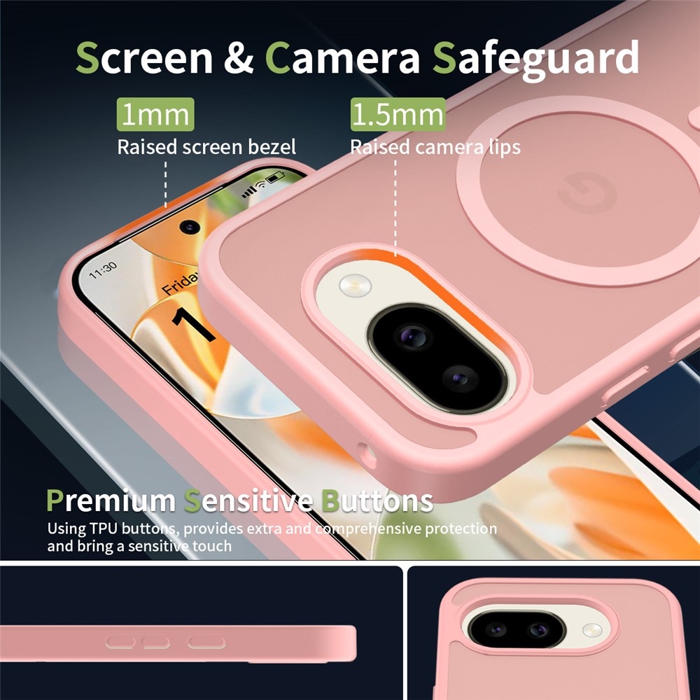 Bőr zselés tok fix hátlappal és MagSafe támogatással a Google Pixel 10a készülékre - rózsaszín