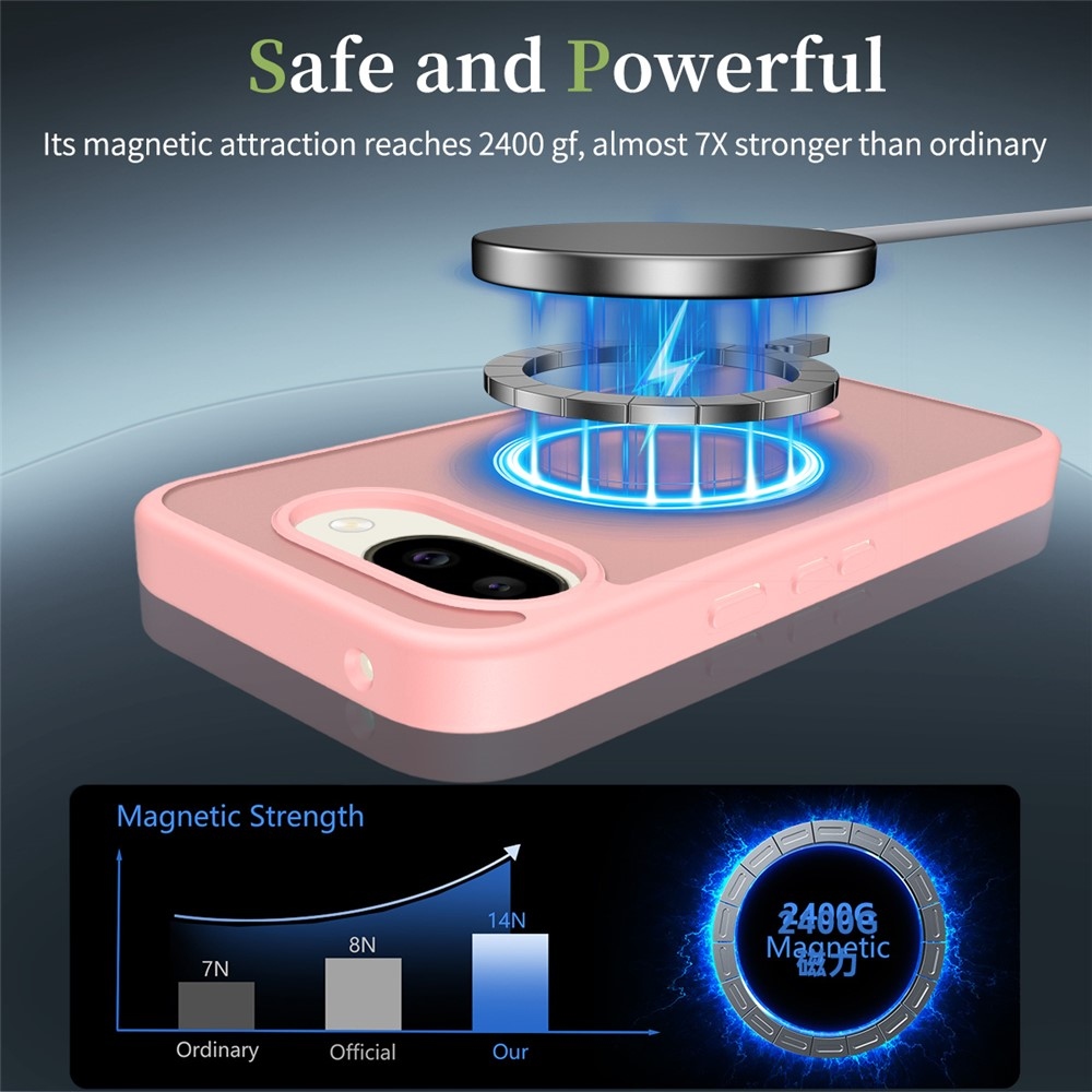 Bőr zselés tok fix hátlappal és MagSafe támogatással a Google Pixel 10a készülékre - rózsaszín