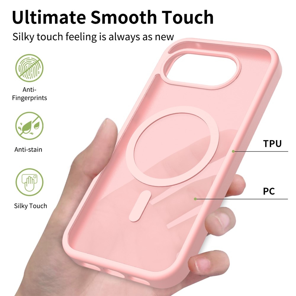 Bőr zselés tok fix hátlappal és MagSafe támogatással a Google Pixel 10a készülékre - rózsaszín