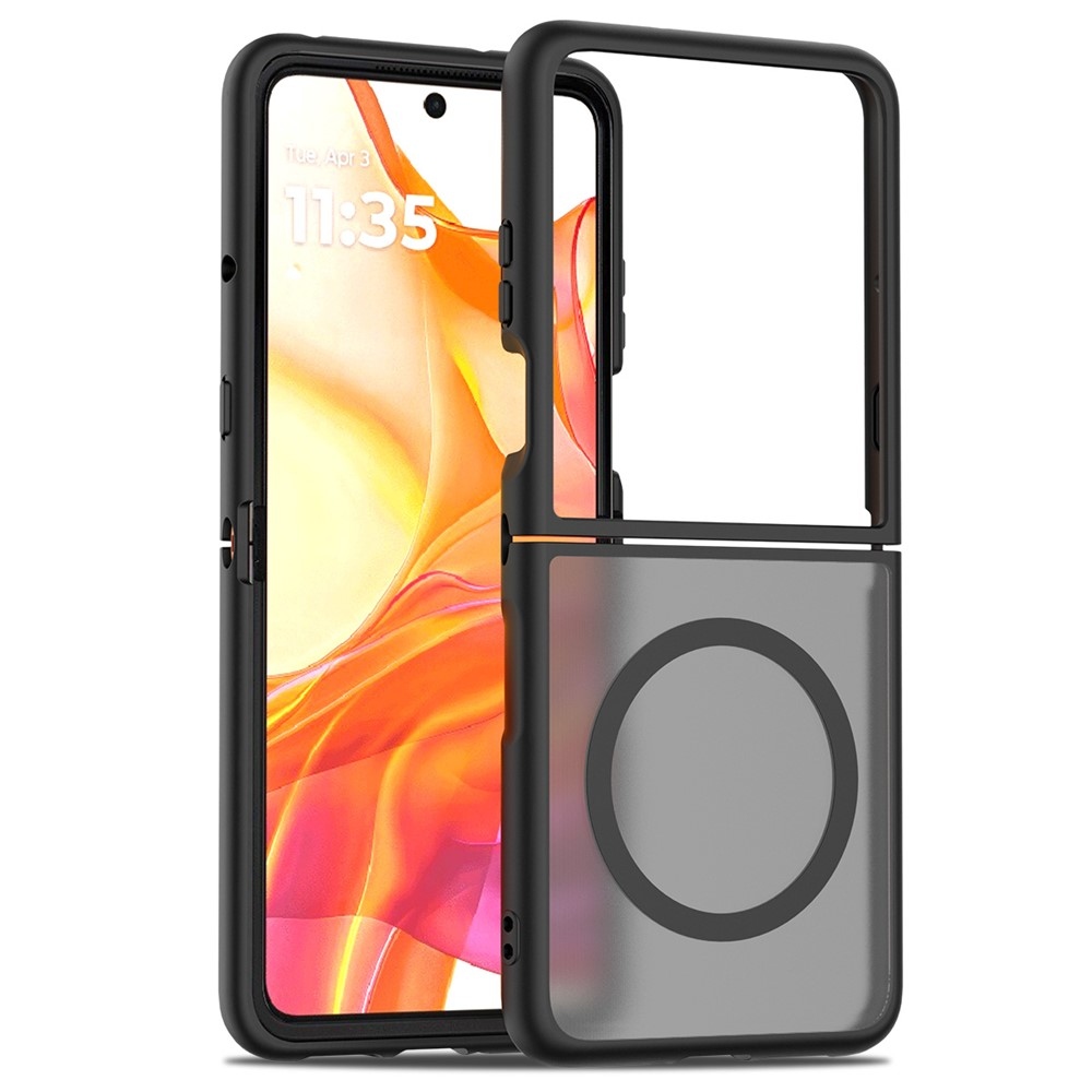 Bőr zselés tok szilárd hátlappal és MagSafe támogatással a Motorola Razr 60 Ultra 5G készülékhez - fekete