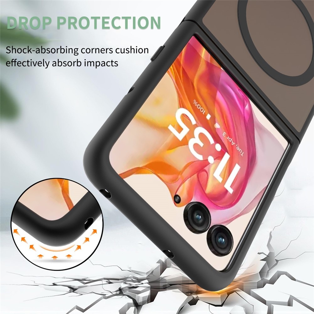 Bőr zselés tok szilárd hátlappal és MagSafe támogatással a Motorola Razr 60 Ultra 5G készülékhez - fekete