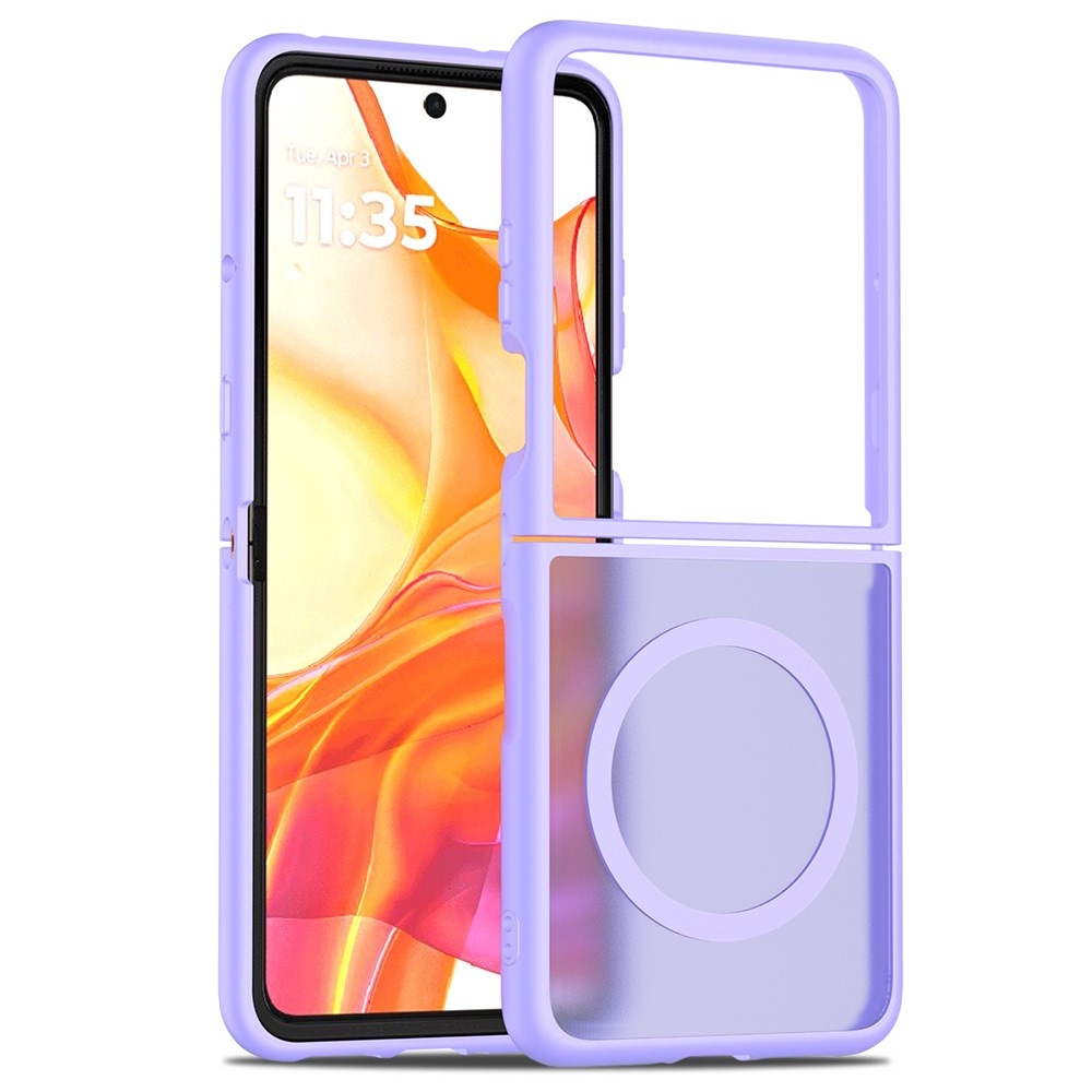 Bőr zselés tok szilárd hátlappal és MagSafe támogatással a Motorola Razr 60 Ultra 5G készülékhez - lila