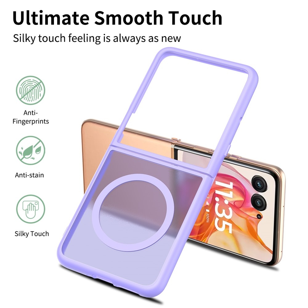 Bőr zselés tok szilárd hátlappal és MagSafe támogatással a Motorola Razr 60 Ultra 5G készülékhez - lila