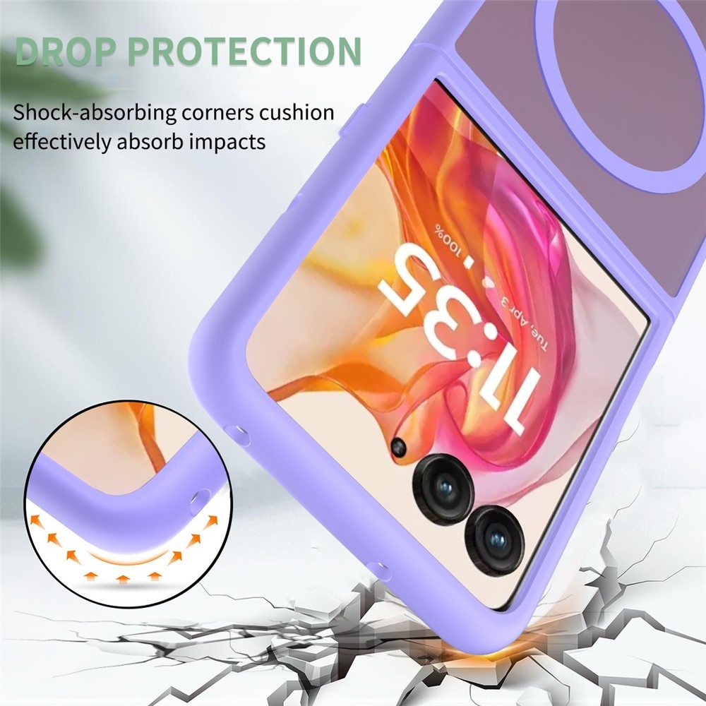 Bőr zselés tok szilárd hátlappal és MagSafe támogatással a Motorola Razr 60 Ultra 5G készülékhez - lila