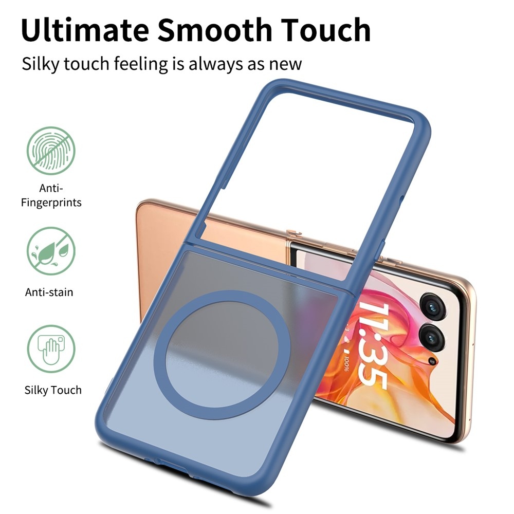 Bőr zselés tok szilárd hátlappal és MagSafe támogatással a Motorola Razr 60 Ultra 5G készülékhez - kék