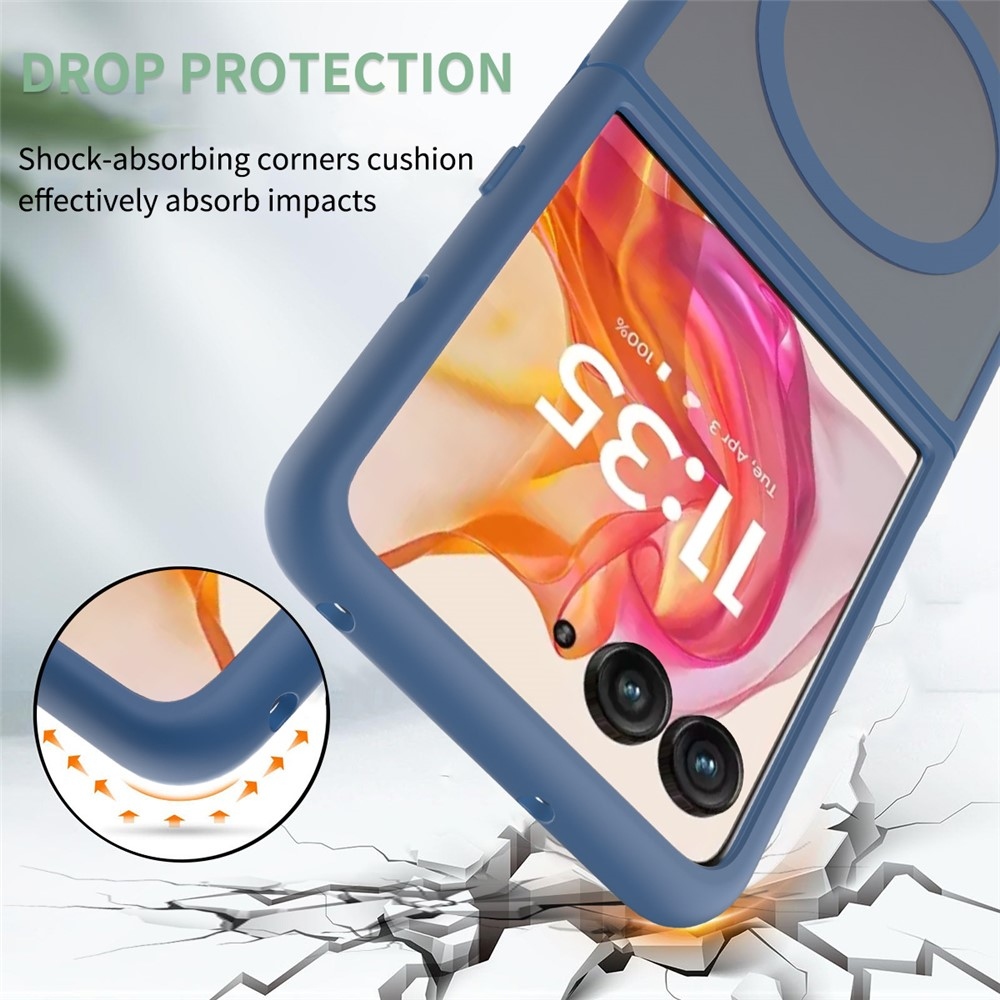 Bőr zselés tok szilárd hátlappal és MagSafe támogatással a Motorola Razr 60 Ultra 5G készülékhez - kék