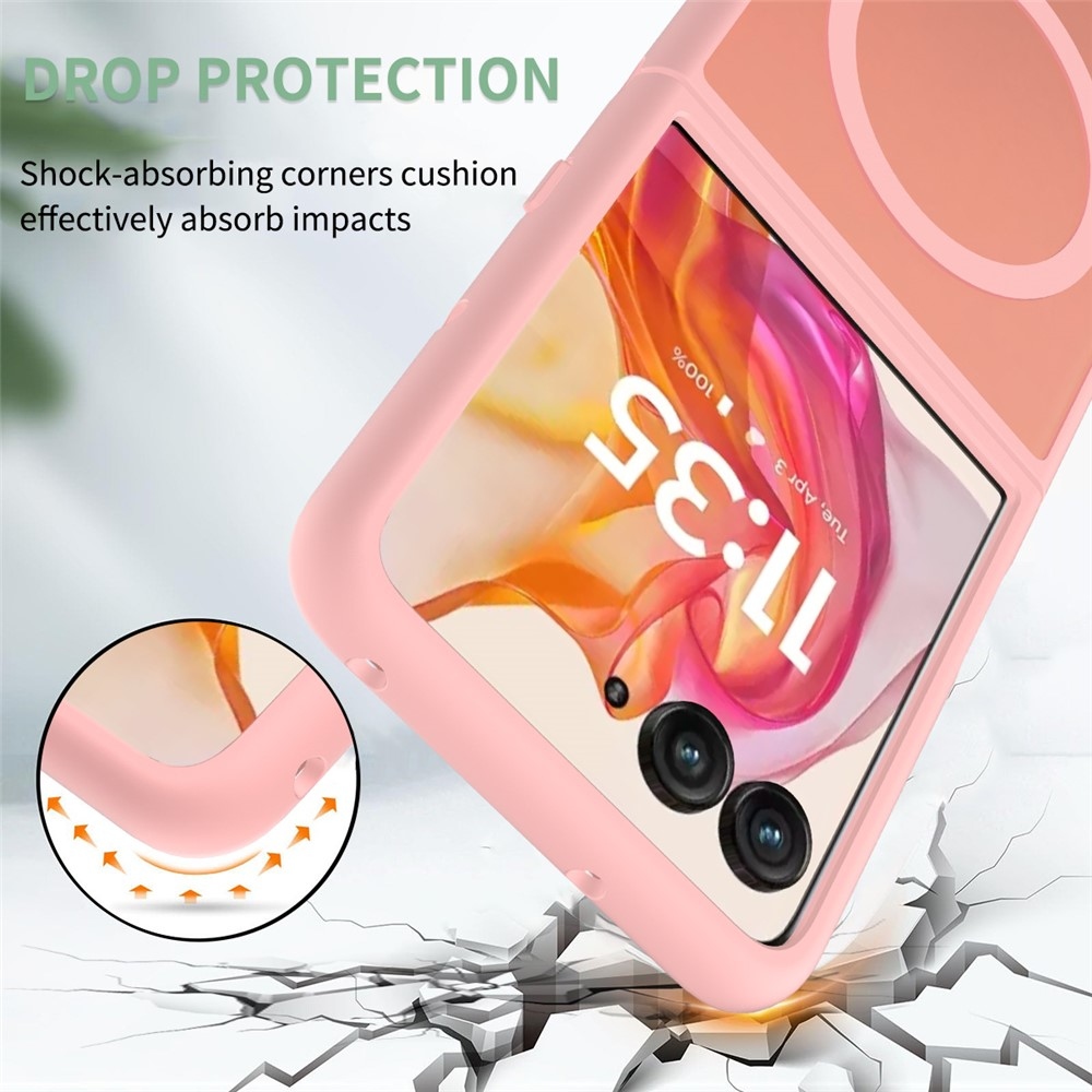 Bőrzselé tok szilárd hátlappal és MagSafe támogatással a Motorola Razr 60 Ultra 5G készülékhez - rózsaszínű