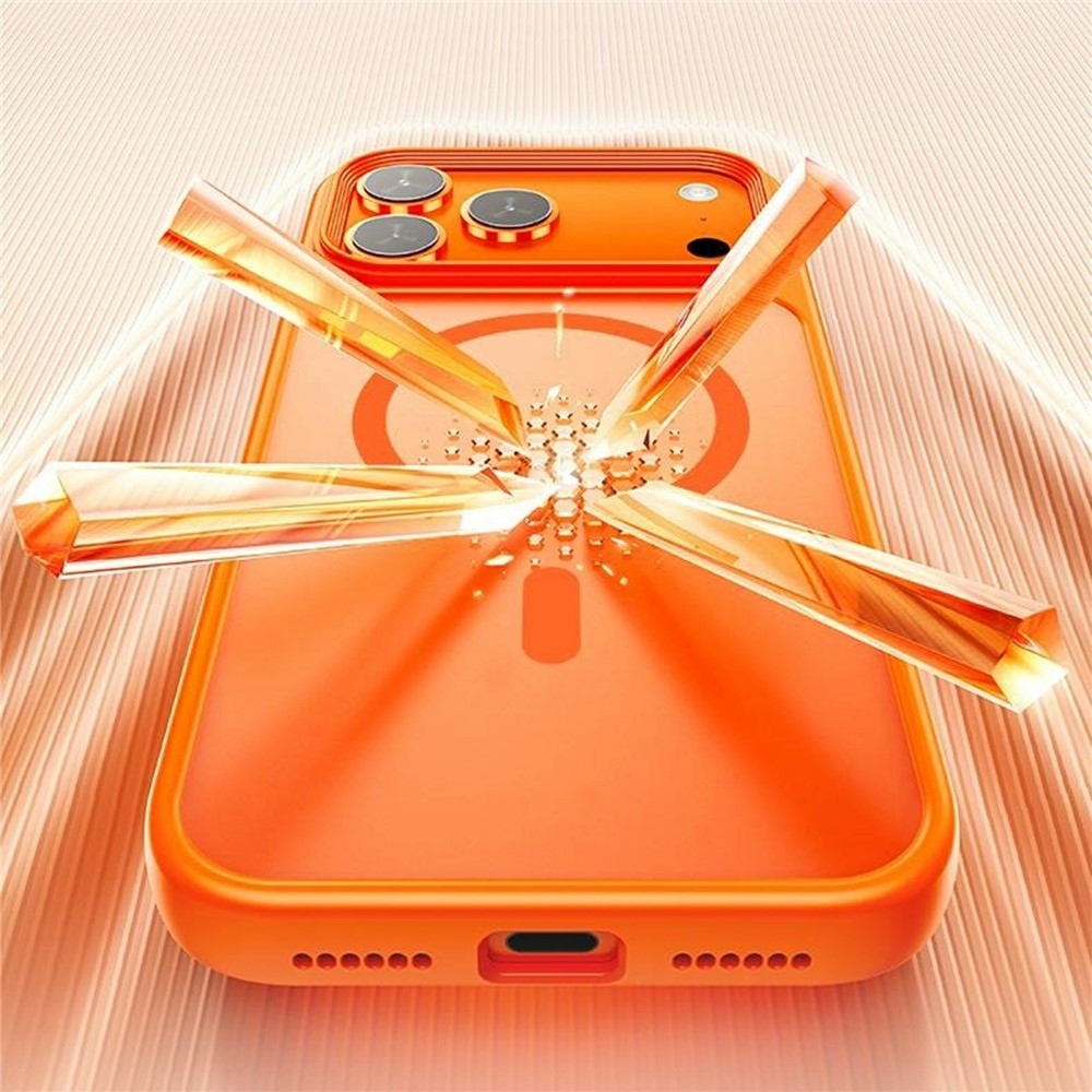 Vékony, merev hátlapos gél tok MagSafe-kompatibilis iPhone 18 Pro Max/17 Pro Max-hoz – narancssárga