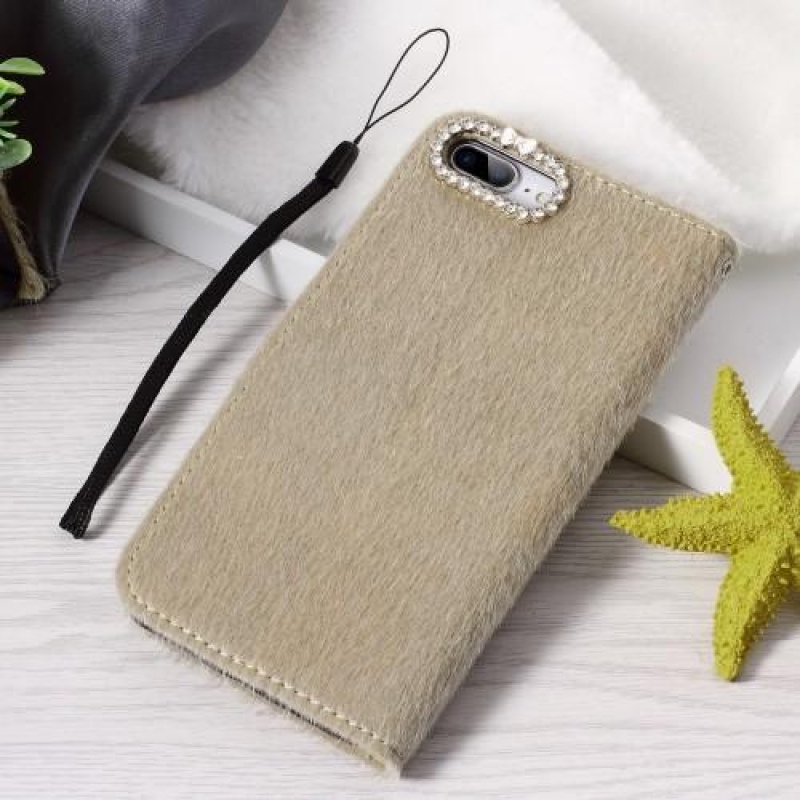 Skiny Pu bőr tok iPhone 7 Plus és iPhone 8 Plus készülékhez - bézs színben