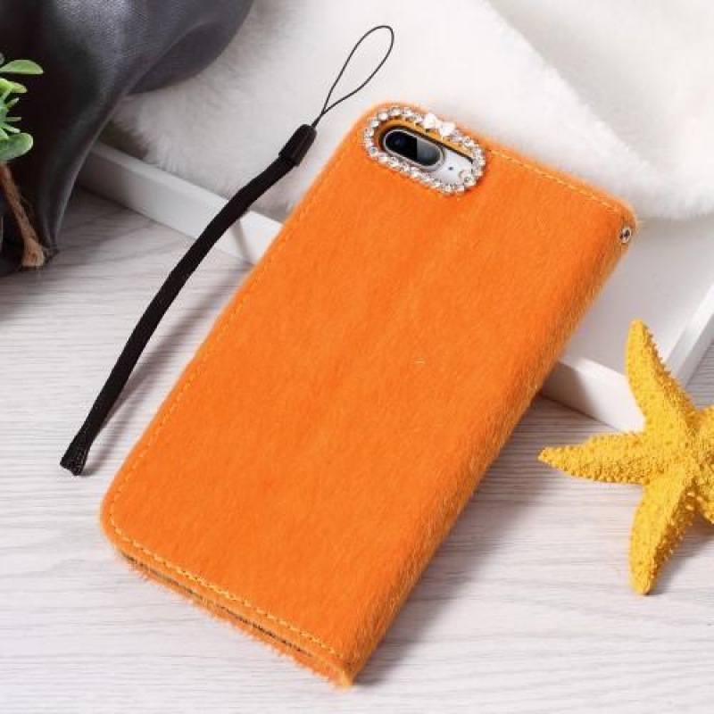 Skiny Pu bőr tok iPhone 7 Plus és iPhone 8 Plus készülékhez - narancssárga színben