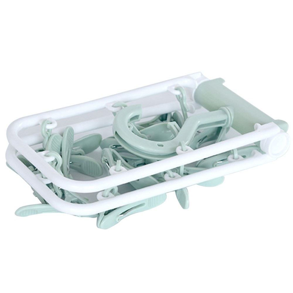 Összecsukható műanyag zokniszárító (12 fogas) - zöld