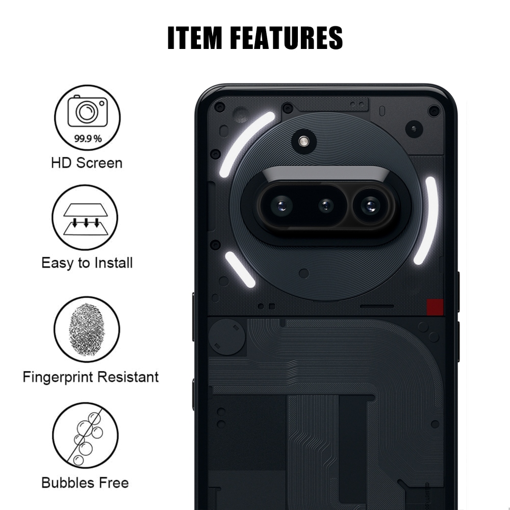 Fényképezőgép lencseüveg Nothing Phone (3a) - fekete