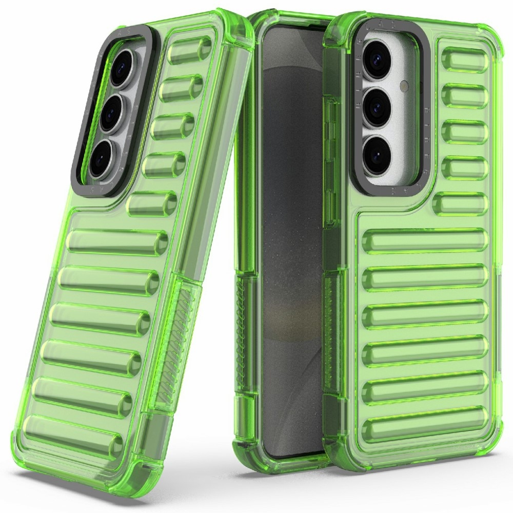 Csíkos tartós borító Samsung Galaxy S25 készülékhez - zöld