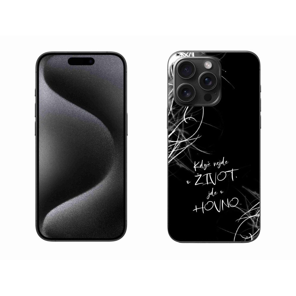 Gél borítás mmCase iPhone 15 Pro Max készülékhez - vicces szöveg 16 fekete háttér