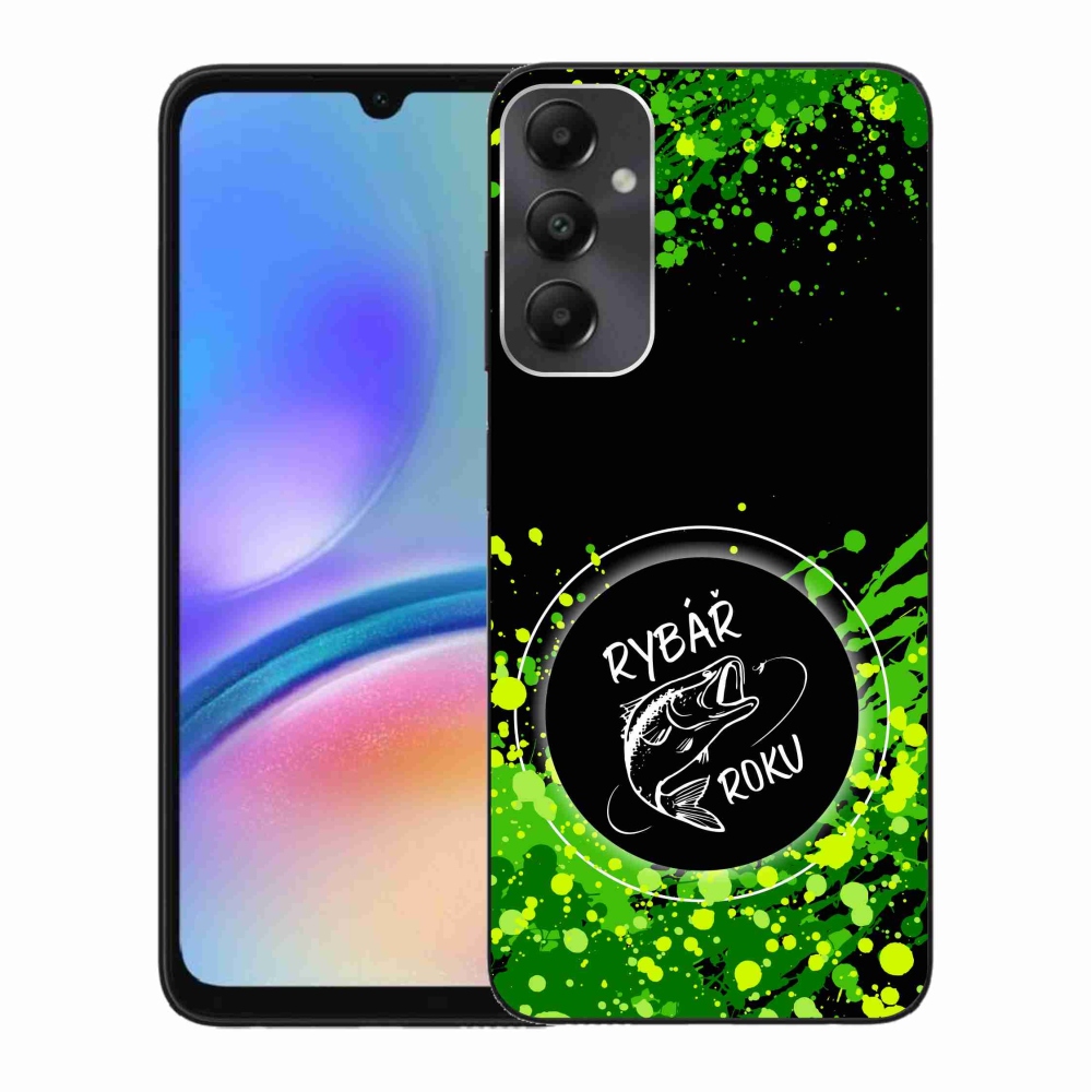 Zselés borító mmCase Samsung Galaxy A05s készülékhez - Az év horgásza fekete háttérrel