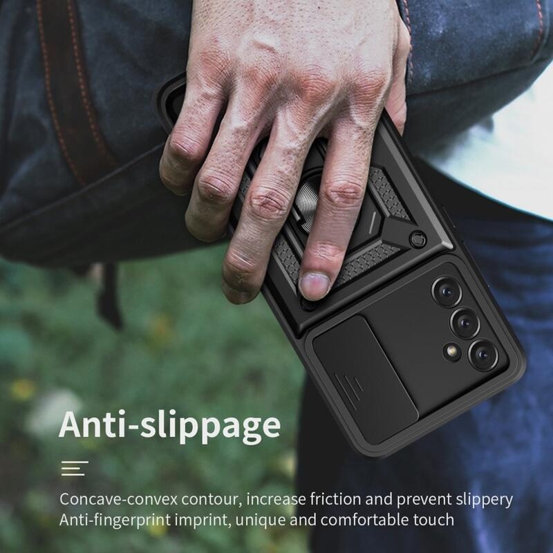 Csúszásálló hibrid borítás Samsung Galaxy A14 4G/5G készülékhez - fekete