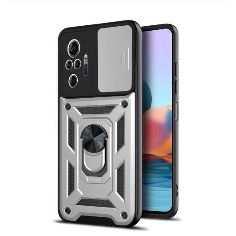 Tartós hibrid borító Xiaomi Redmi Note 10 Pro csúszka - ezüst