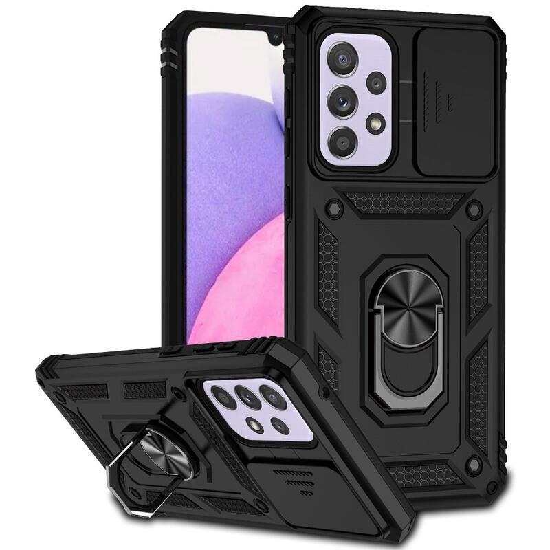 Csúszásálló hibrid borítás ujjbeggyel a Samsung Galaxy A33 5G készülékre - fekete