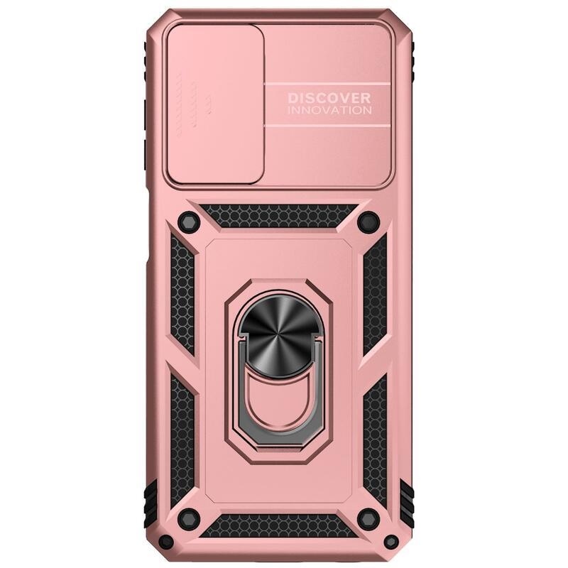 Csúsztatható, tartós hibrid borítás ujjbeggyel a Samsung Galaxy A23 4G/5G készülékre - rózsaarany színben