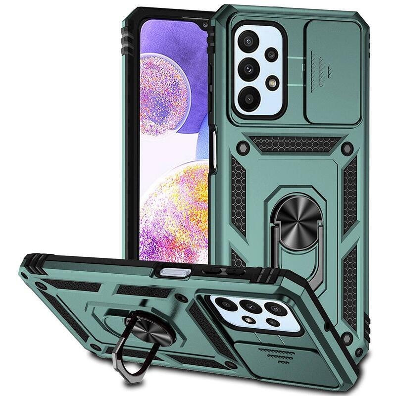 Csúsztatható, tartós hibrid borítás ujjbeggyel Samsung Galaxy A23 4G/5G - zöld