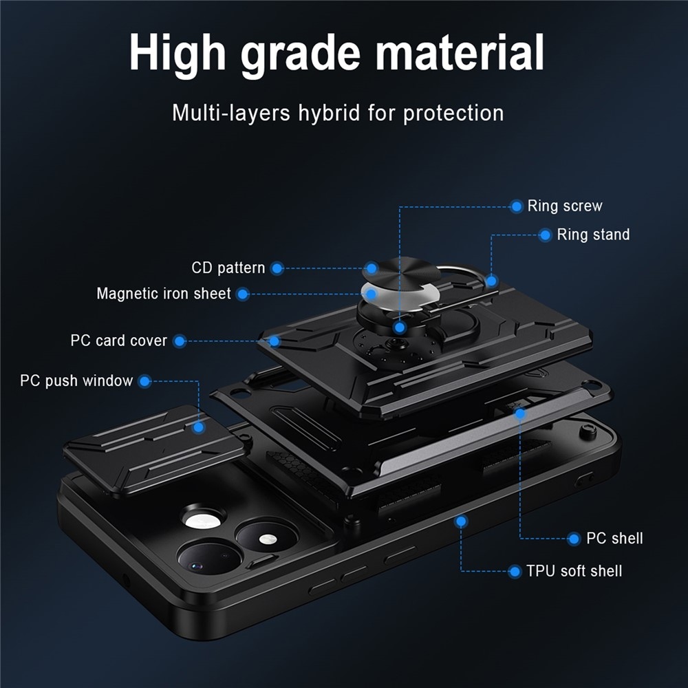 Slider strapabíró tok a Xiaomi Redmi Note 17 Pro 5G-hez – fekete