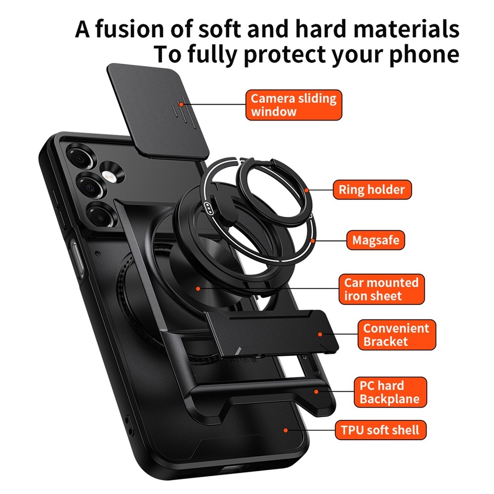 Csúsztatható tartós borító Samsung Galaxy A37 5G - fekete