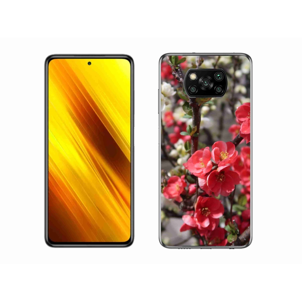 Gél borítás mmCase a Xiaomi Poco X3 Pro számára - piros virágok