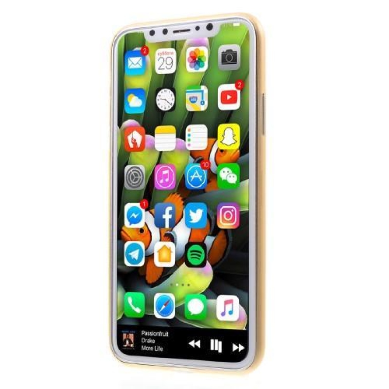 Vékony műanyag tok iPhone X készülékhez - arany