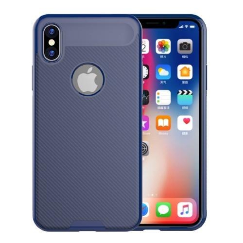 Vékony, texturált zselés tok iPhone X készülékhez - kék