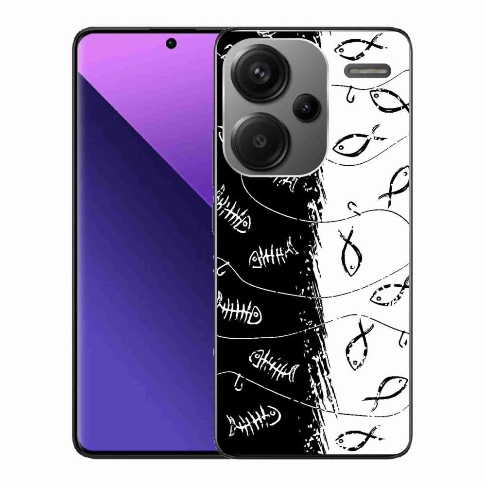 Gél borítás mmCase a Xiaomi Redmi Note 13 Pro+ 5G számára - csontvázak és halak