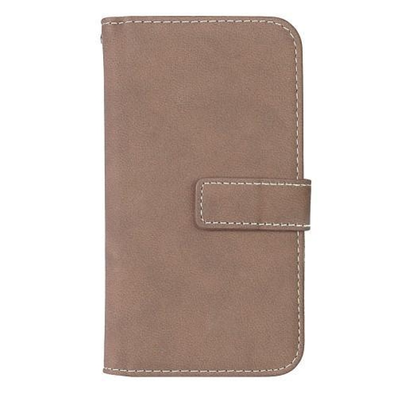 Réses PU bőr könyvtáska rekeszekkel iPhone 6 Plus és 6s Plus készülékhez - bézs színű