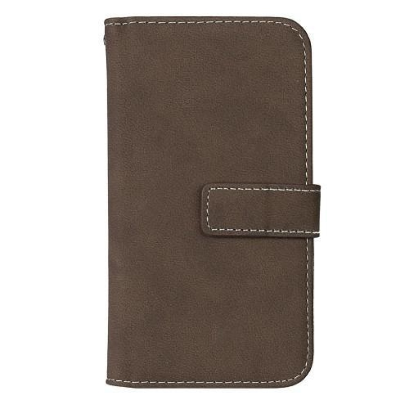 Réses PU bőr könyvtáska rekeszekkel iPhone 6 Plus és 6s Plus készülékhez - barna színben