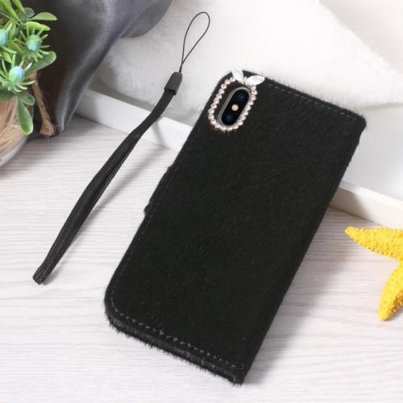 Slot PU bőr pénztárca tok iPhone X készülékhez - fekete