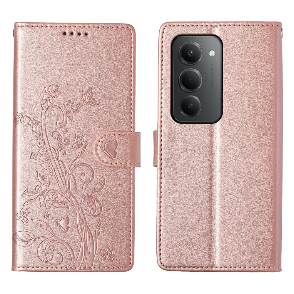 Virágos könyves tok Xiaomi Redmi 15 5G (169mm) - rózsaarany