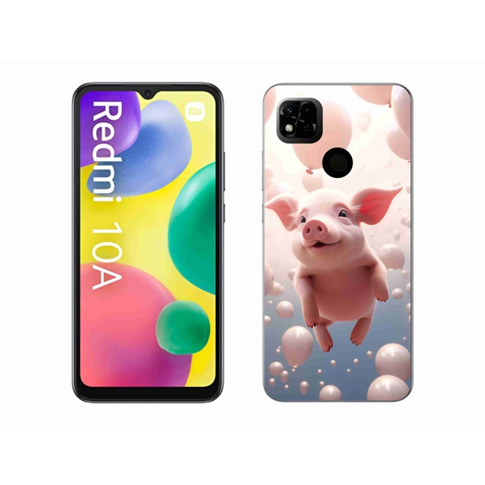 Gél borító mmCase a Xiaomi Redmi 10A számára - malac lufikkal