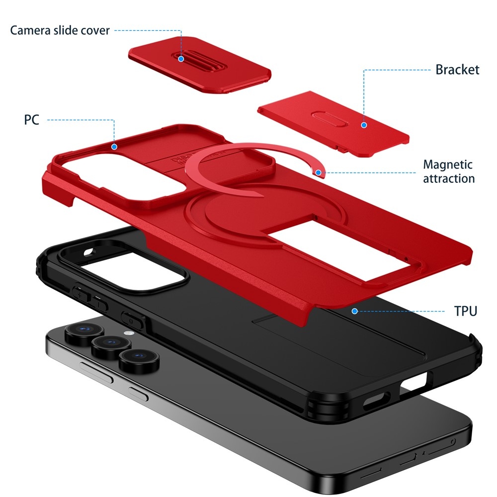 Smooth strapabíró tok MagSafe-vel a Samsung Galaxy S26 FE/S25 FE-hez – piros