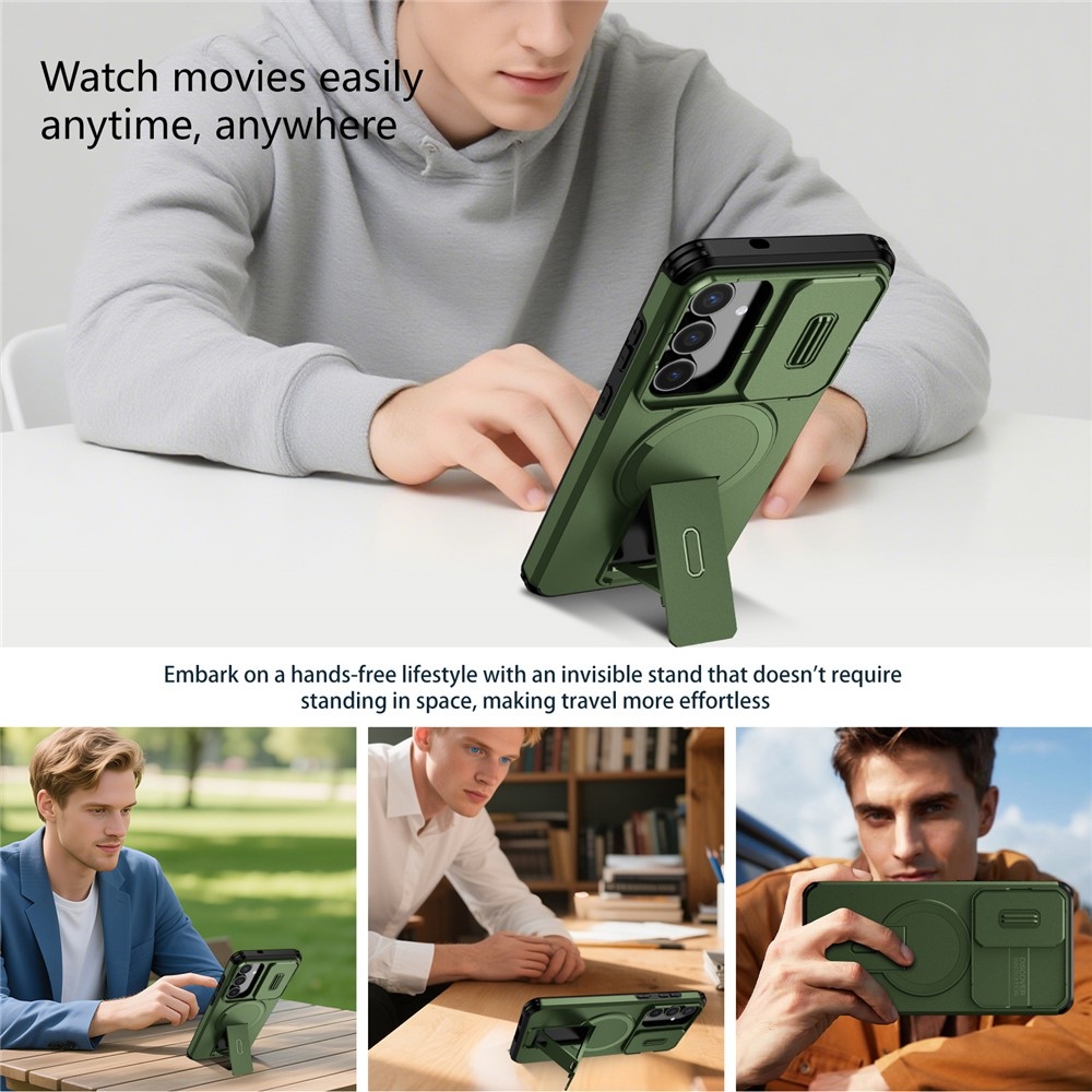 Smooth strapabíró tok MagSafe-vel a Samsung Galaxy S26 FE/S25 FE-hez – zöld